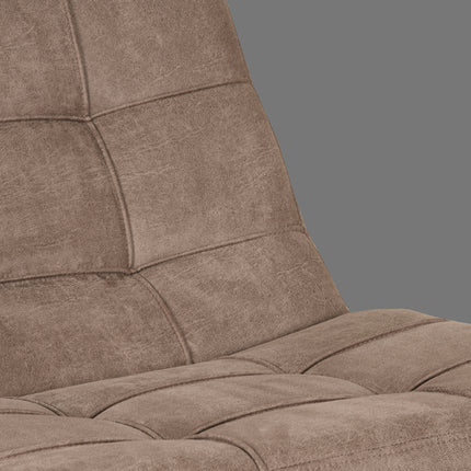 LABEL51 - Draaifauteuil Alvar + Hocker 53x57x83 cm - Taupe Micro Suede | Zwart Metaal