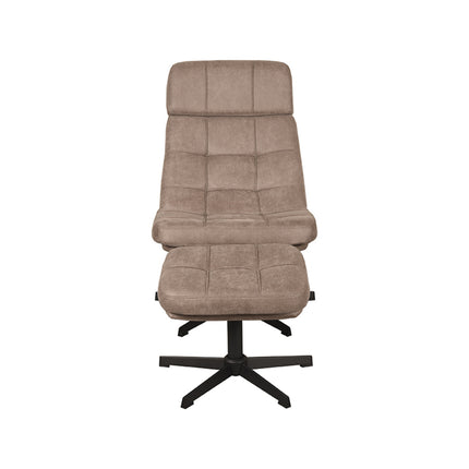 LABEL51 - Draaifauteuil Alvar + Hocker 53x57x83 cm - Taupe Micro Suede | Zwart Metaal