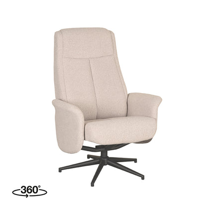 LABEL51 - Relaxfauteuil Bergen 77x76x105 cm - Naturel Boucle | Zwart Metaal