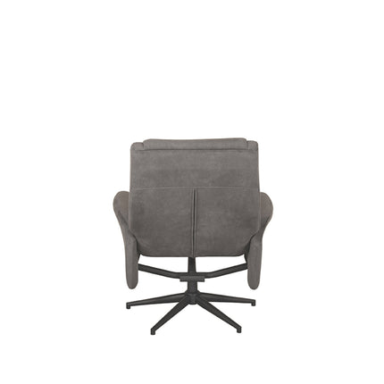 LABEL51 - Relaxfauteuil Bergen + Hocker 77x76x105 cm - Antraciet Cosmo | Zwart Metaal