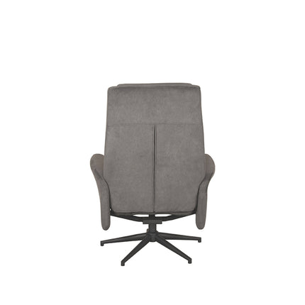 LABEL51 - Relaxfauteuil Bergen + Hocker 77x76x105 cm - Antraciet Cosmo | Zwart Metaal