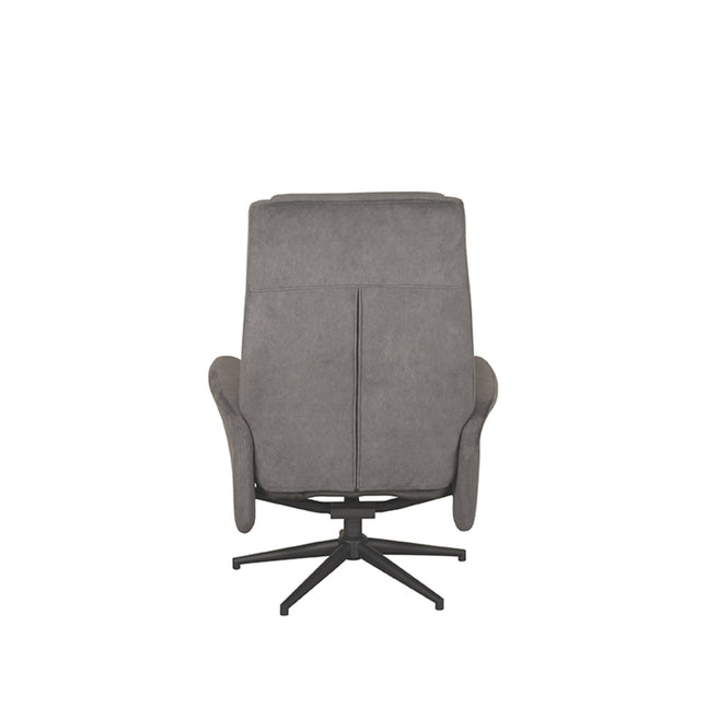 LABEL51 - Relaxfauteuil Bergen + Hocker 77x76x105 cm - Antraciet Cosmo | Zwart Metaal