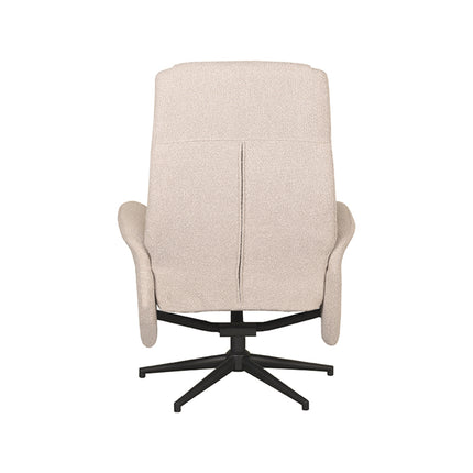 LABEL51 - Relaxfauteuil Bergen + Hocker 77x76x105 cm - Naturel Boucle | Zwart Metaal
