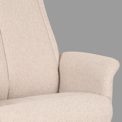 LABEL51 - Relaxfauteuil Bergen + Hocker 77x76x105 cm - Naturel Boucle | Zwart Metaal