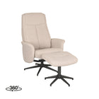 LABEL51 - Relaxfauteuil Bergen + Hocker 77x76x105 cm - Naturel Boucle | Zwart Metaal