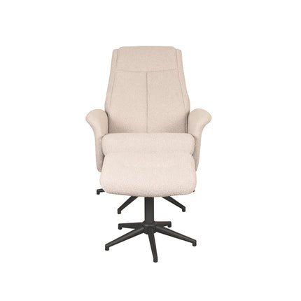 LABEL51 - Relaxfauteuil Bergen + Hocker 77x76x105 cm - Naturel Boucle | Zwart Metaal
