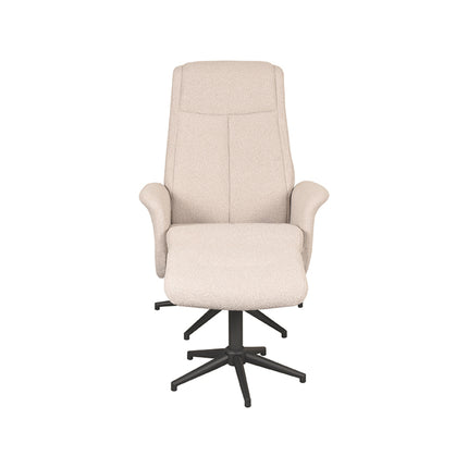 LABEL51 - Relaxfauteuil Bergen + Hocker 77x76x105 cm - Naturel Boucle | Zwart Metaal