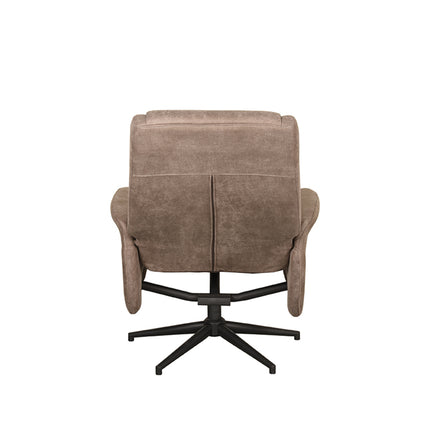 LABEL51 - Relaxfauteuil Bergen + Hocker 77x76x105 cm - Taupe Micro Suede | Zwart Metaal