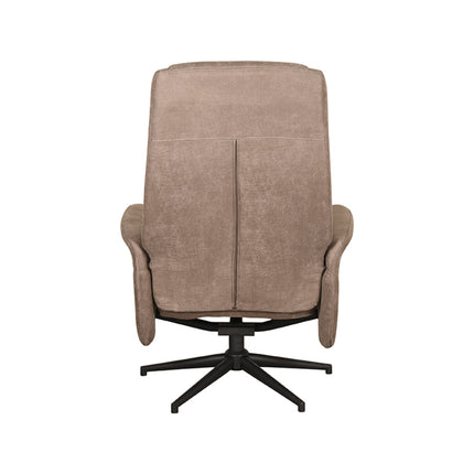 LABEL51 - Relaxfauteuil Bergen + Hocker 77x76x105 cm - Taupe Micro Suede | Zwart Metaal
