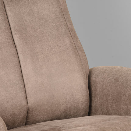 LABEL51 - Relaxfauteuil Bergen + Hocker 77x76x105 cm - Taupe Micro Suede | Zwart Metaal