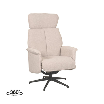 LABEL51 - Relaxfauteuil Verdal 77x79x109 cm - Naturel Boucle | Zwart Metaal