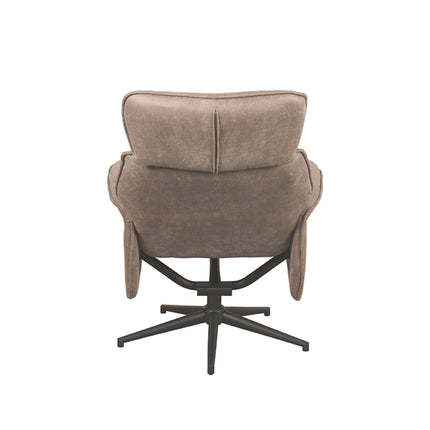 LABEL51 - Relaxfauteuil Verdal 77x79x109 cm - Taupe Micro Suede | Zwart Metaal