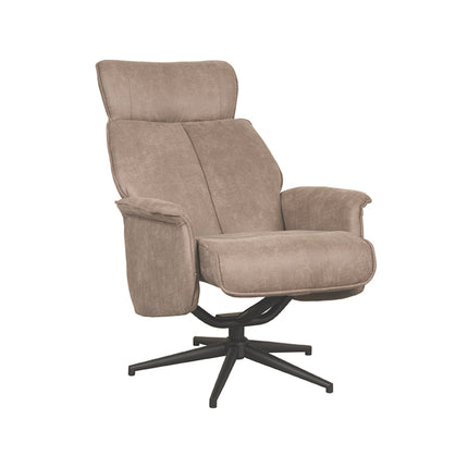 LABEL51 - Relaxfauteuil Verdal 77x79x109 cm - Taupe Micro Suede | Zwart Metaal