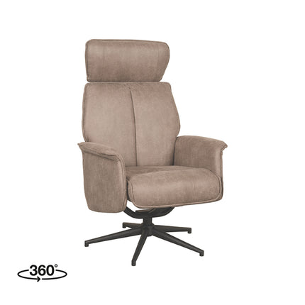 LABEL51 - Relaxfauteuil Verdal 77x79x109 cm - Taupe Micro Suede | Zwart Metaal