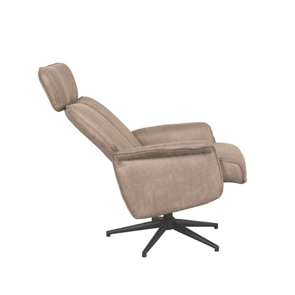 LABEL51 - Relaxfauteuil Verdal 77x79x109 cm - Taupe Micro Suede | Zwart Metaal