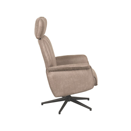 LABEL51 - Relaxfauteuil Verdal 77x79x109 cm - Taupe Micro Suede | Zwart Metaal
