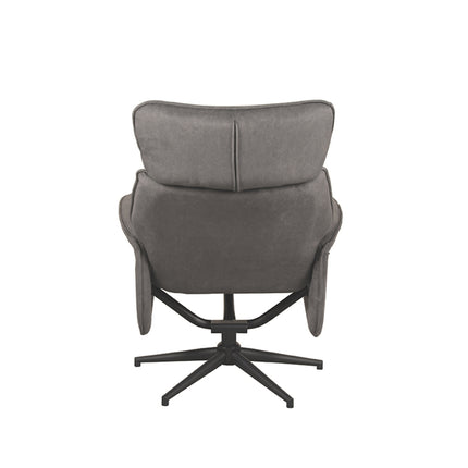 LABEL51 - Relaxfauteuil Verdal + Hocker 77x79x109 cm - Antraciet Cosmo | Zwart Metaal