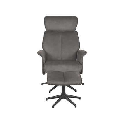 LABEL51 - Relaxfauteuil Verdal + Hocker 77x79x109 cm - Antraciet Cosmo | Zwart Metaal
