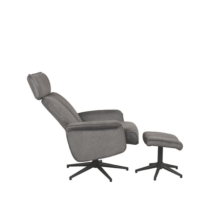 LABEL51 - Relaxfauteuil Verdal + Hocker 77x79x109 cm - Antraciet Cosmo | Zwart Metaal