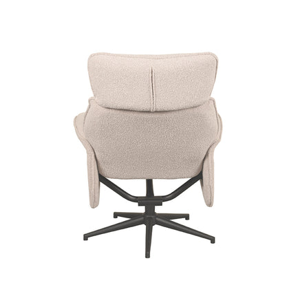 LABEL51 - Relaxfauteuil Verdal + Hocker 77x79x109 cm - Naturel Boucle | Zwart Metaal
