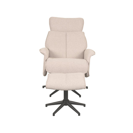 LABEL51 - Relaxfauteuil Verdal + Hocker 77x79x109 cm - Naturel Boucle | Zwart Metaal