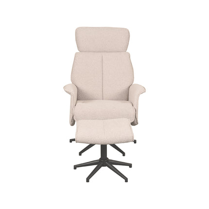 LABEL51 - Relaxfauteuil Verdal + Hocker 77x79x109 cm - Naturel Boucle | Zwart Metaal