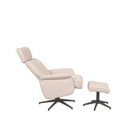 LABEL51 - Relaxfauteuil Verdal + Hocker 77x79x109 cm - Naturel Boucle | Zwart Metaal