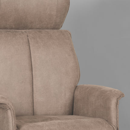 LABEL51 - Relaxfauteuil Verdal + Hocker 77x79x109 cm - Taupe Micro Suede | Zwart Metaal