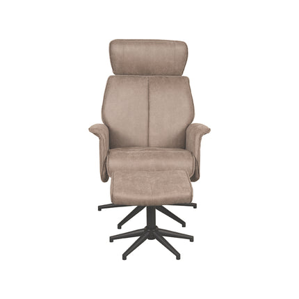 LABEL51 - Relaxfauteuil Verdal + Hocker 77x79x109 cm - Taupe Micro Suede | Zwart Metaal