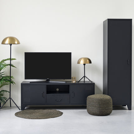 LABEL51 - Hoge Kast Fence 1-Deurs 50x50x185 cm - Zwart Metaal