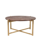 LABEL51 - Salontafel Dox 70x70x35 cm - Espresso Mangohout | Goud Metaal