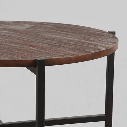 LABEL51 - Salontafel Dox 70x70x35 cm - Espresso Mangohout | Zwart Metaal