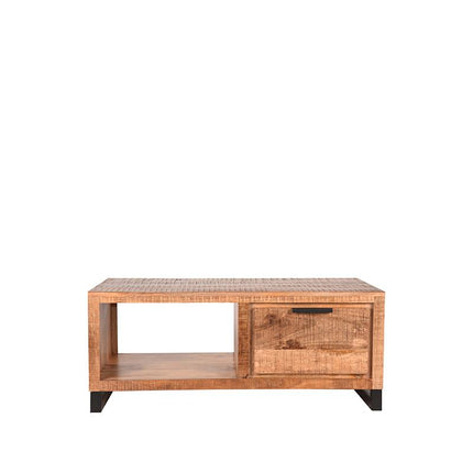 LABEL51 - Salontafel Glasgow 110x60x45 cm - Rough Mangohout | Zwart Metaal