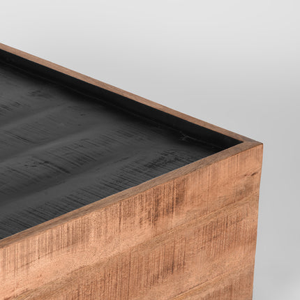 LABEL51 - Salontafel Noble 80x80x37 cm - Rough Mangohout | Zwart Mangohout