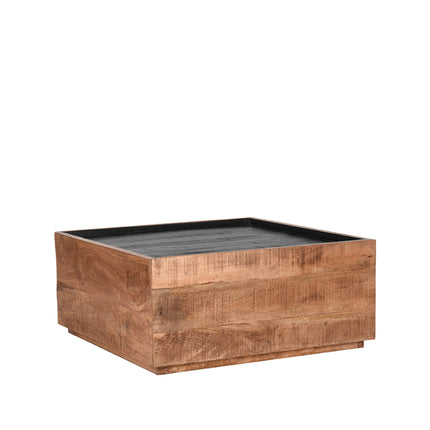LABEL51 - Salontafel Noble 80x80x37 cm - Rough Mangohout | Zwart Mangohout