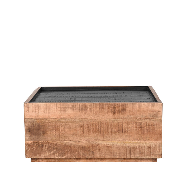 LABEL51 - Salontafel Noble 80x80x37 cm - Rough Mangohout | Zwart Mangohout