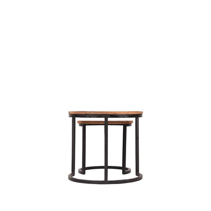 LABEL51 - Salontafel Set Duo 50x50x45 cm - Rough Mangohout | Zwart Metaal