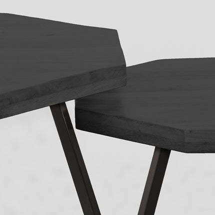 LABEL51 - Salontafel Set Figure 70x70x40 cm - Zwart Mangohout | Zwart Metaal