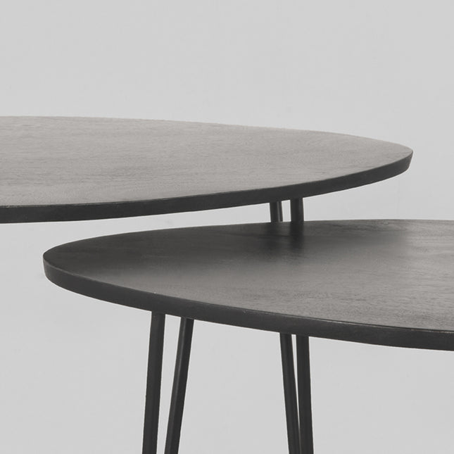 LABEL51 - Salontafel Set Frisk 68x43x44 cm - Zwart Mangohout | Zwart Metaal