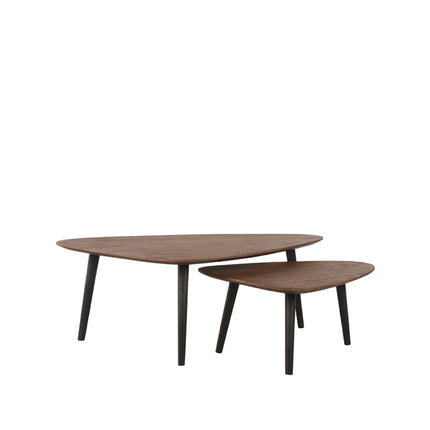 LABEL51 - Salontafel Set Rock 110x64x39 cm - Espresso Mangohout | Zwart Metaal
