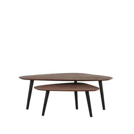 LABEL51 - Salontafel Set Rock 110x64x39 cm - Espresso Mangohout | Zwart Metaal