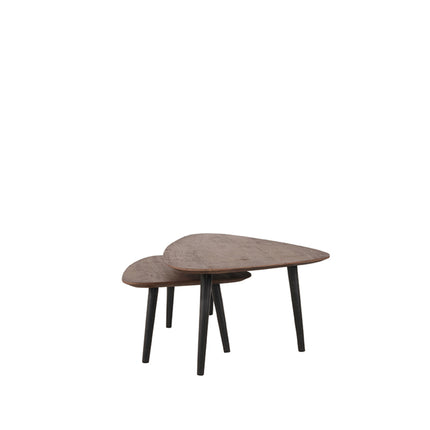 LABEL51 - Salontafel Set Rock 110x64x39 cm - Espresso Mangohout | Zwart Metaal
