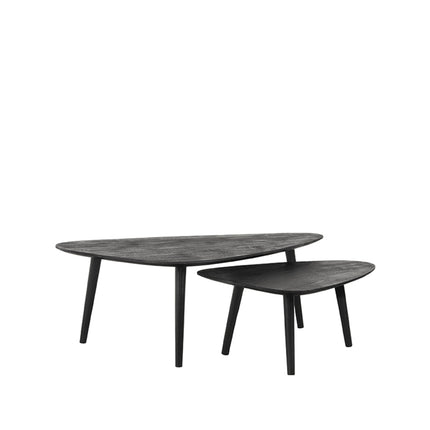 LABEL51 - Salontafel Set Rock 110x64x39 cm - Zwart Mangohout | Zwart Metaal