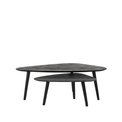 LABEL51 - Salontafel Set Rock 110x64x39 cm - Zwart Mangohout | Zwart Metaal