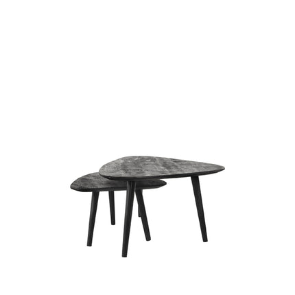 LABEL51 - Salontafel Set Rock 110x64x39 cm - Zwart Mangohout | Zwart Metaal