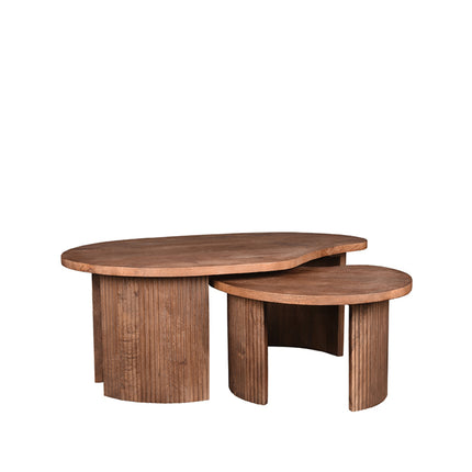 LABEL51 - Salontafel Set Timon 100x58x40 cm - Espresso Mangohout