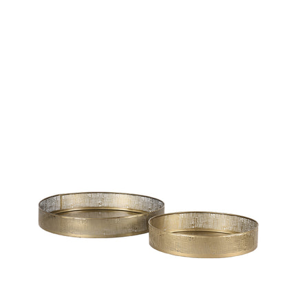 LABEL51 - Set Dienbladen 39x39x6 cm - Antiek Goud Metaal