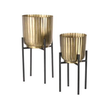 LABEL51 - Set Plantenstandaards 23x23x50 cm - Antiek Goud | Zwart Metaal