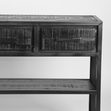LABEL51 - Sidetable Chili 115x30x75 cm - Zwart Mangohout | Zwart Metaal