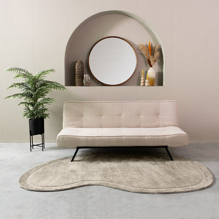 LABEL51 - Slaapbank King 181x85x82 cm - Naturel Boucle | Zwart Metaal